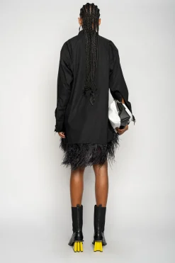 Marques ' Almeida Tops | Dresses | FEATHER HEM SHIRT DRESS BLACK