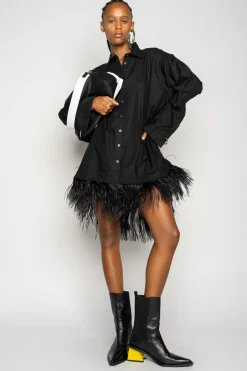 Marques ' Almeida Tops | Dresses | FEATHER HEM SHIRT DRESS BLACK