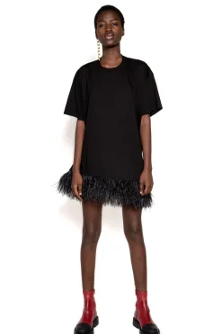 Marques ' Almeida Tops | Dresses | FEATHER HEM T-SHIRT DRESS BLACK