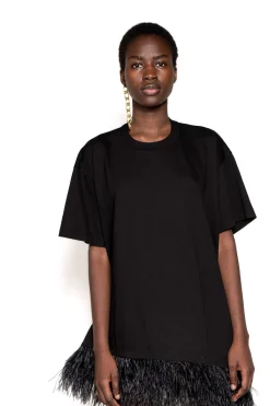 Marques ' Almeida Tops | Dresses | FEATHER HEM T-SHIRT DRESS BLACK