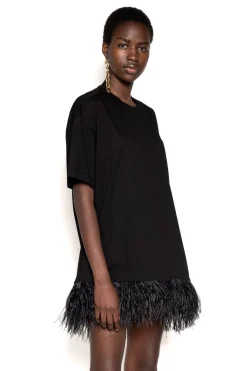 Marques ' Almeida Tops | Dresses | FEATHER HEM T-SHIRT DRESS BLACK