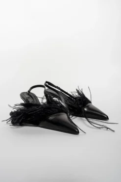 Marques ' Almeida Shoes | FEATHER SLING BACKS BLACK