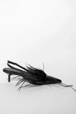 Marques ' Almeida Shoes | FEATHER SLING BACKS BLACK