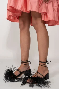 Marques ' Almeida Shoes | FEATHER STRAPPY SANDAL BLACK