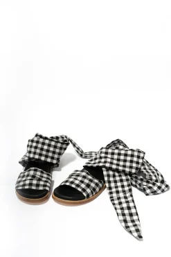 Marques ' Almeida Shoes | BLACK GINGHAM WRAP SANDAL BLACKWHITE
