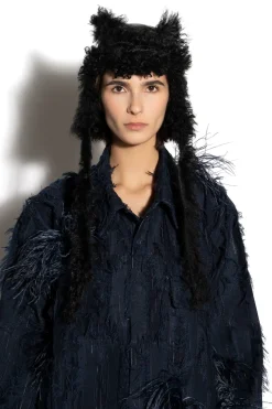 Marques ' Almeida Accessories | LEATHER EAR COVER HAT BLACK