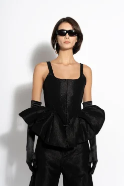 Marques ' Almeida Denim | Tops | LUREX FITTED CORSET BLACK