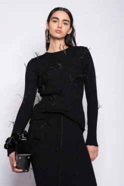 Marques ' Almeida Tops | Knitwear | MERINO CREW NECK TOP BLACK