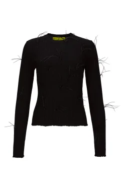 Marques ' Almeida Tops | Knitwear | MERINO CREW NECK TOP BLACK