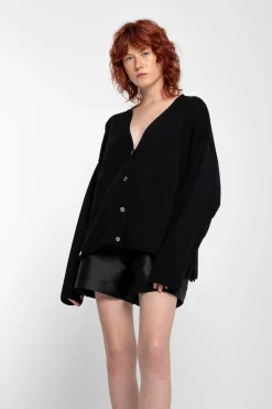 Marques ' Almeida Tops | Tops | MERINO DECONSTRUCTED CARDIGAN BLACK