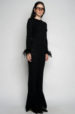 Marques ' Almeida Bottoms | Knitwear | MERINO WOOL KNITTED TROUSERS BLACK