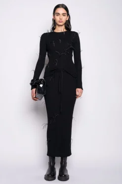 Marques ' Almeida Bottoms | Knitwear | MERINO WOOL LONG SKIRT BLACK