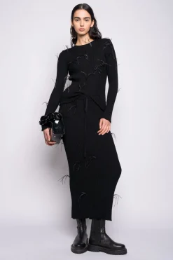 Marques ' Almeida Bottoms | Knitwear | MERINO WOOL LONG SKIRT BLACK
