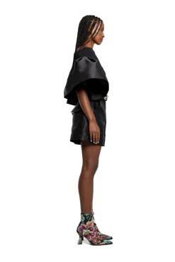 Marques ' Almeida Tops | MIKADO OFF SHOULDER PUFF SLEEVE TOP BLACK