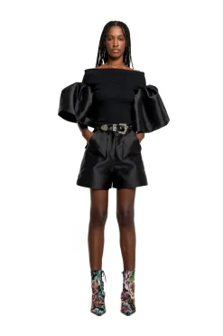 Marques ' Almeida Bottoms | MIKADO SHORTS WITH BELT BLACK