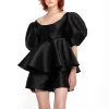 Marques ' Almeida Tops | MIKADO TOP WITH PEPLUM AND BALLON SLEEVES BLACK
