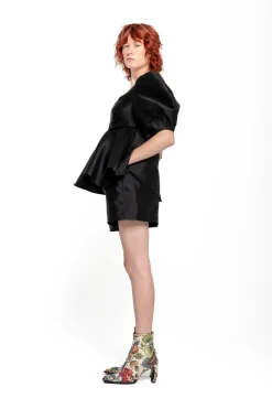 Marques ' Almeida Tops | MIKADO TOP WITH PEPLUM AND BALLON SLEEVES BLACK