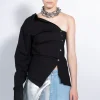 Marques ' Almeida Tops | Tops | ONE SHOULDER DRAPED SHIRT BLACK