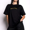 Marques ' Almeida Tops | Tops | OVERSIZED T-SHIRT WITH GOLD LOGO BLACK
