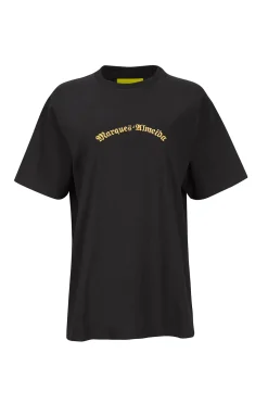 Marques ' Almeida Tops | Tops | OVERSIZED T-SHIRT WITH GOLD LOGO BLACK