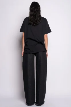 Marques ' Almeida Tops | Tops | OVERSIZED T-SHIRT WITH GOLD LOGO BLACK