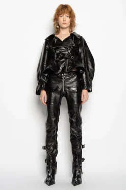 Marques ' Almeida Outerwear | Outerwear | POINTY NECK LEATHER JACKET BLACK