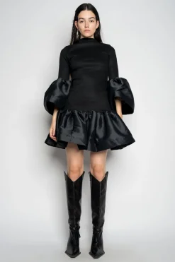 Marques ' Almeida Dresses | Dresses | PUFF SLEEVE AND HEM DRESS BLACK