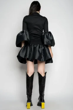 Marques ' Almeida Dresses | Dresses | PUFF SLEEVE AND HEM DRESS BLACK