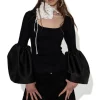 Marques ' Almeida Tops | SCOOPED NECK PUFF SLEEVE TOP BLACK