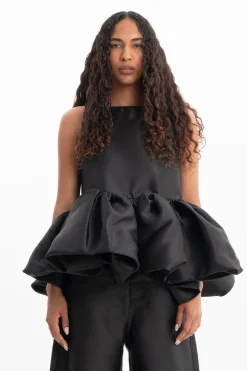 Marques ' Almeida Tops | Tops | SLEEVELESS PUFF HEM TOP BLACK