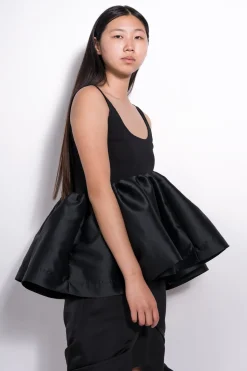 Marques ' Almeida Tops | SLEEVELESS PUFF HEM TOP BLACK