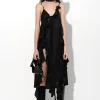 Marques ' Almeida Dresses | Dresses | STRAP DRESS WITH ASYMMETRIC CASCADING FRILLS BLACK