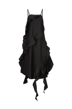 Marques ' Almeida Dresses | Dresses | STRAP DRESS WITH ASYMMETRIC CASCADING FRILLS BLACK