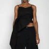 Marques ' Almeida Tops | STRAP TOP WITH SIDE DRAPE BLACK