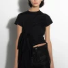 Marques ' Almeida Tops | T-SHIRT WITH SIDE BOW BLACK