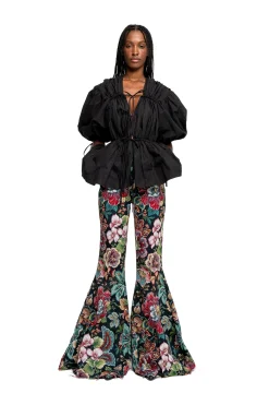 Marques ' Almeida Tops | WRINKLED COTTON LACES RUCHED BLOUSE BLACK
