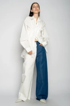 Marques ' Almeida Bottoms | Bottoms | BLUE AND WHITE BOYFRIEND TROUSERS MULTICOLOUR
