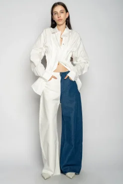 Marques ' Almeida Bottoms | Bottoms | BLUE AND WHITE BOYFRIEND TROUSERS MULTICOLOUR