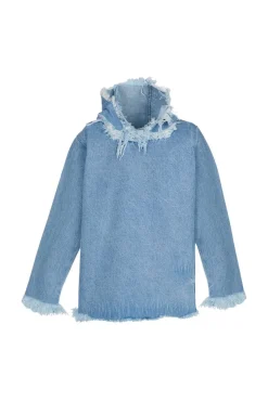 Marques ' Almeida Tops | Outerwear | DENIM CLASSIC HOODIE BLUE
