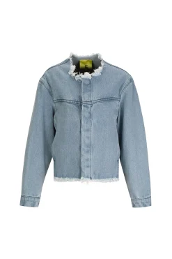 Marques ' Almeida Outerwear | DENIM COLLARLESS JACKET BLUE