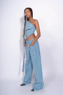 Marques ' Almeida Denim | Bottoms | DENIM PATCH POCKET BOYFRIEND TROUSERS BLUE