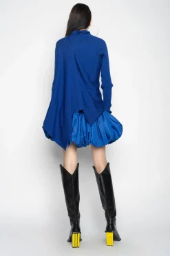 Marques ' Almeida Knitwear | Tops | BLUE DRAPED JUMPER IN MERINO KNIT NAVY