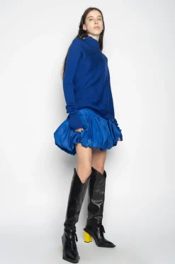 Marques ' Almeida Knitwear | Tops | BLUE DRAPED JUMPER IN MERINO KNIT NAVY