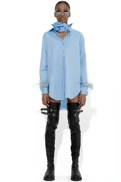 Marques ' Almeida Tops | Tops | BLUE FEATHER CUFF SHIRT LIGHTBLUE