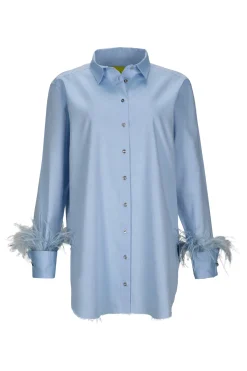 Marques ' Almeida Tops | Tops | BLUE FEATHER CUFF SHIRT LIGHTBLUE