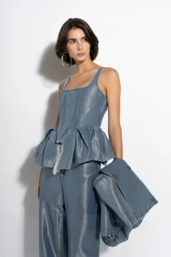 Marques ' Almeida Denim | Tops | LUREX FITTED CORSET BLUE