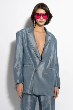 Marques ' Almeida Denim | Outerwear | LUREX OVERSIZED BLAZER BLUE