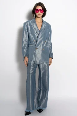 Marques ' Almeida Denim | Outerwear | LUREX OVERSIZED BLAZER BLUE