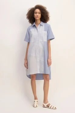 Marques ' Almeida Dresses | M'a X Everlane | PATCHWORK SHIRT DRESS BLUE