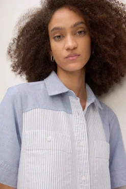 Marques ' Almeida Dresses | M'a X Everlane | PATCHWORK SHIRT DRESS BLUE